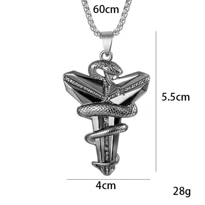 

Подарок на Хэллоуин Хип-хоп Инс стиль Титановая сталь Ожерелье Подвеска Змея Черная Мамба 50CM(Necklace Size) серебряный