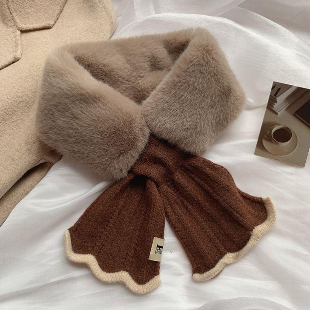 Knitted Scarf Plush Scarf Cashmere Shawl Warm Knitted Scarf Thicken Winter Cashmere Scarves  Women