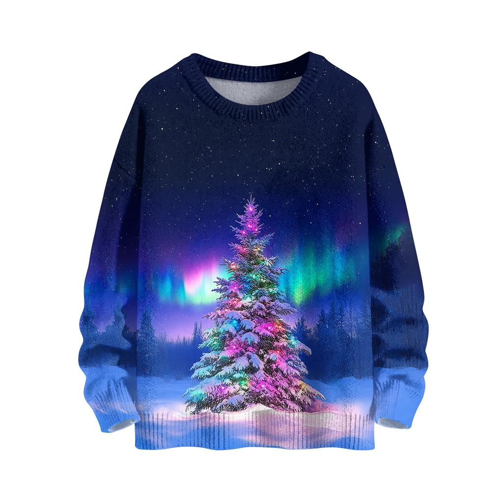 Vánoční mikiny pro ženy Pletený svetr Roztomilá košile Podzimní svetry s výstřihem