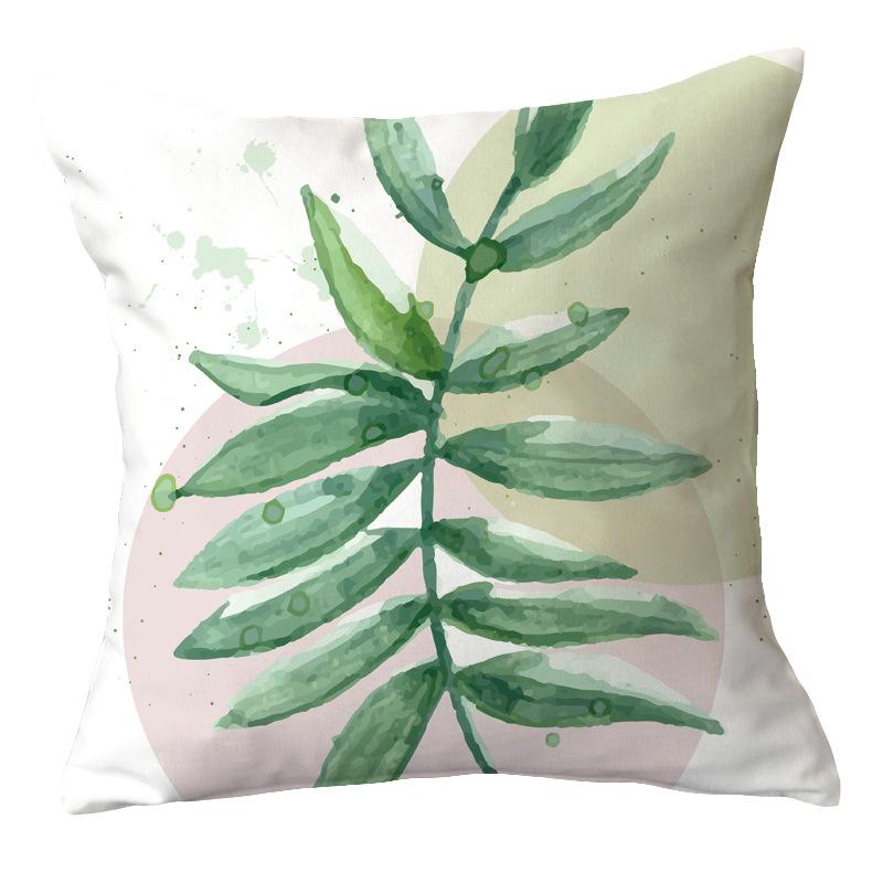 Office Chair Cushion Home Pillow Case Ins Plush Printed Pillow Case Green Plant Nordic Style Pillow