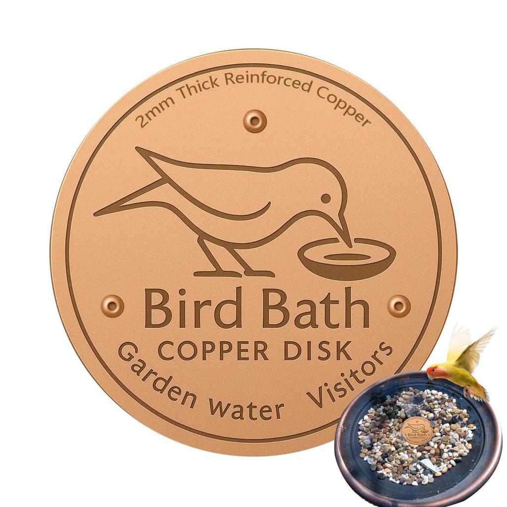 Vogelbad-Kupfer-Vogelbadreiniger mit Dreipunktstütze, Badescheibe, Ornamente, Futterzubehör für Vogeltränken im Freien