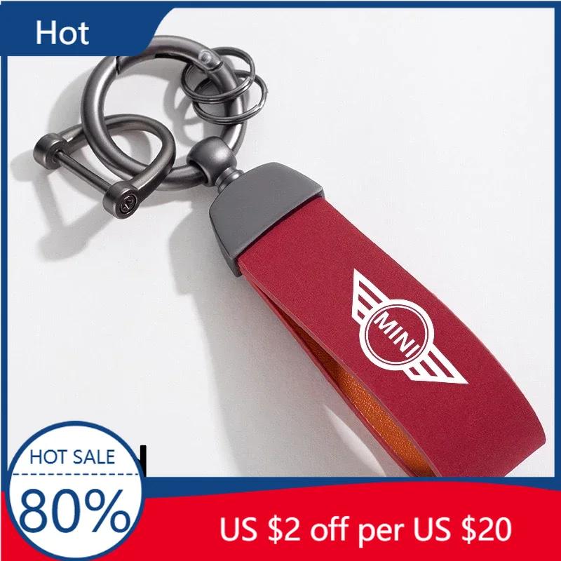 2025 Fashion Metal Car Keychain Hanging Suede Gift Key Ring Holder For BMW Mini Cooper One S JCW F55 F56 F57 F60 Coupe R50 R