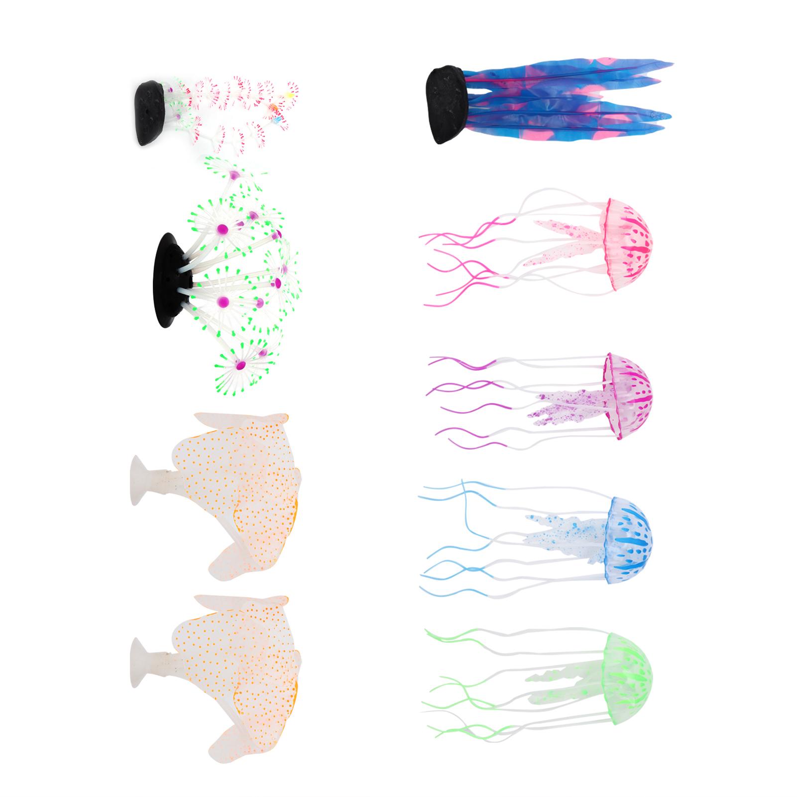 

9PCS Aquarium Coral Decorations Luminous Effect Fish Tank Plants Silicone Artificial Jellyfish Coral Plant Decorations