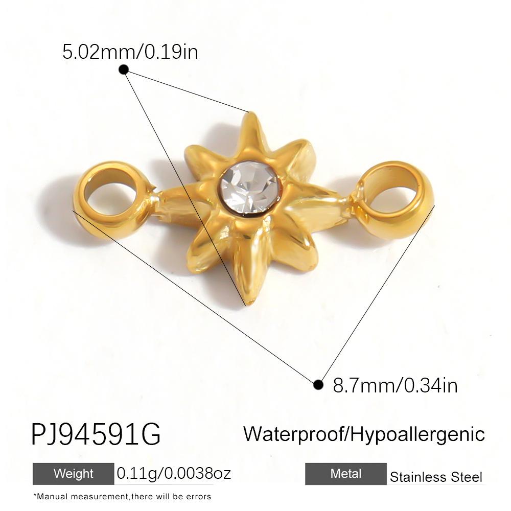 Waterproof Hypoallergenic DIY Jewelry 18K PVD Gold Plated Stainless Steel CZ Star Moon Heart Bow  Charms Pendants Bulk