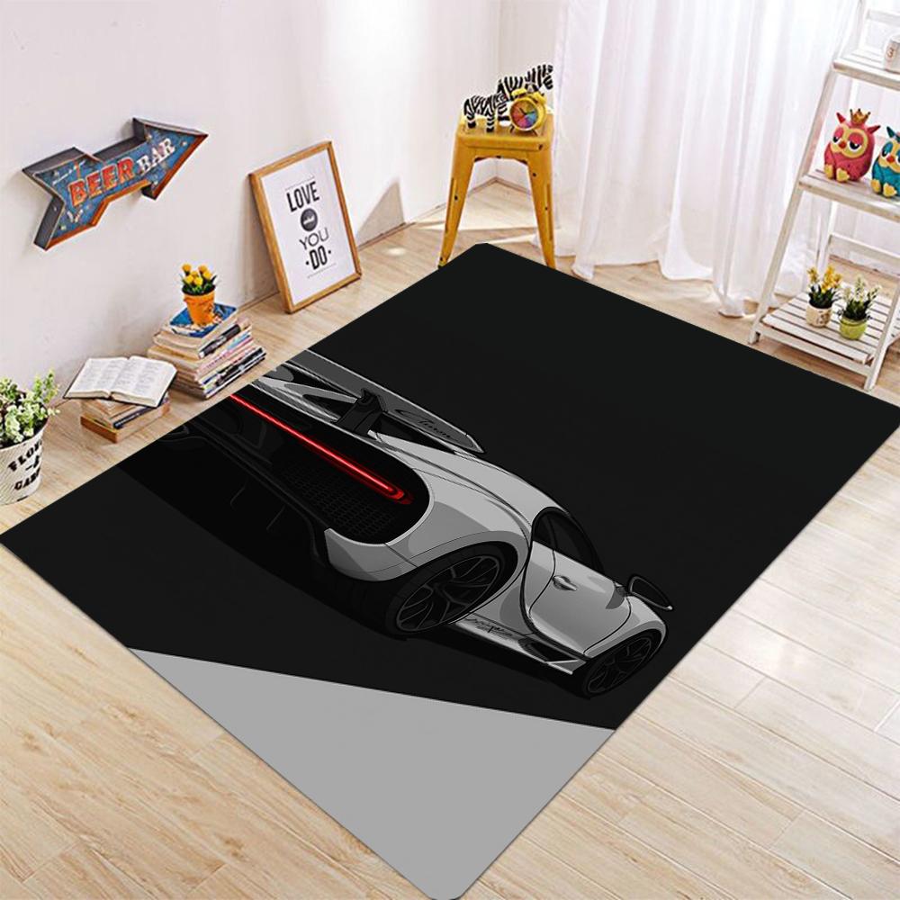 Sports Car Starry Sky Sleek Modern Carpet Racing Speed Rug for Living Room Game Room Home Decoration Black Silver Red Mat