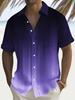 Vintage Gradient Striped Print Men'S Plus Size Button Pocket Short Sleeve Shirt, Plus Size