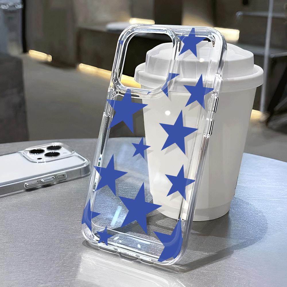 Blue pentagram Phone case iPhone 15 Pro Max 11 12 13 16 14 Plus 7 8 XS Silicone Shockproof Case Lens protector shell