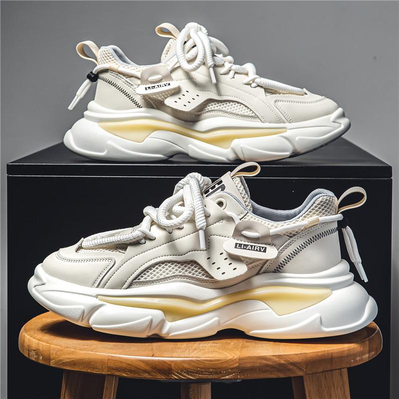 Men'S Shoes Are Versatile, Breathable, Thick-Soled Heightening Sports Shoes, Trendy Non-Slip And Wear-Resistant Men'S Casual Shoes