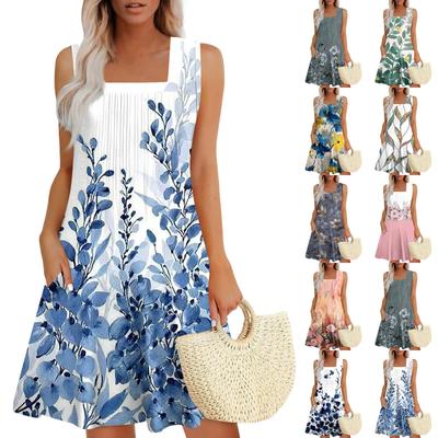 Womens Summer Dresses Loose  Sleeveless Sundresses Dress With Pockets