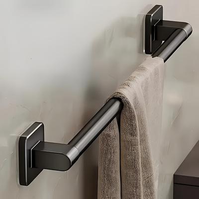 Suitable for Towels and Face Cloths, Black No-Drill Wall-Mounted Towel Rack, Strong Load Capacity Support Bracket, Space-Saving