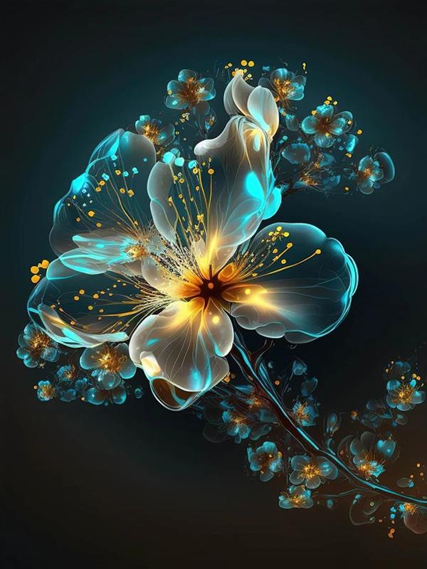 

Флуоресцентные цветы Личность DIY Полная дрель Алмазная декоративная живопись Full Round 20x30CM