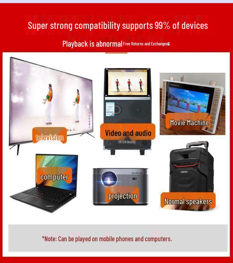 2025 Square Dance USB Flash Drive: Large capacity with popular songs, singing, and modern dance videos for middle-aged and elderly users.