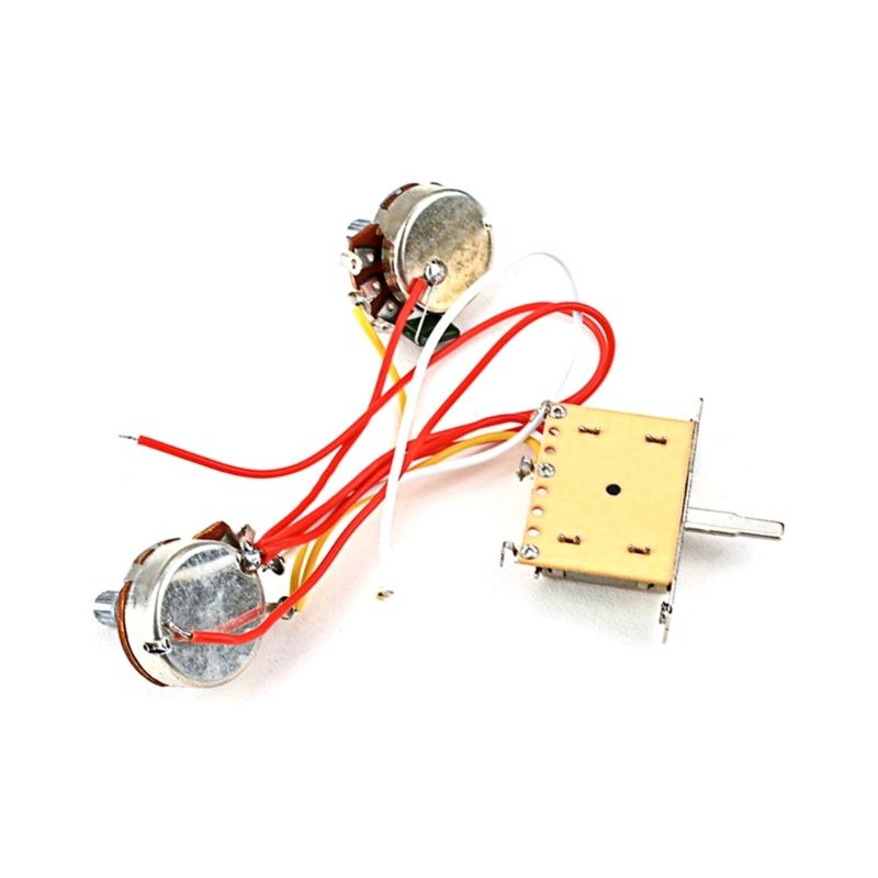 1V 1T Wiring Kit, 3 Way A500K Wiring Harness Prewired Guitar Wiring Hareness for Electric Guitar Bass Repair Replacement