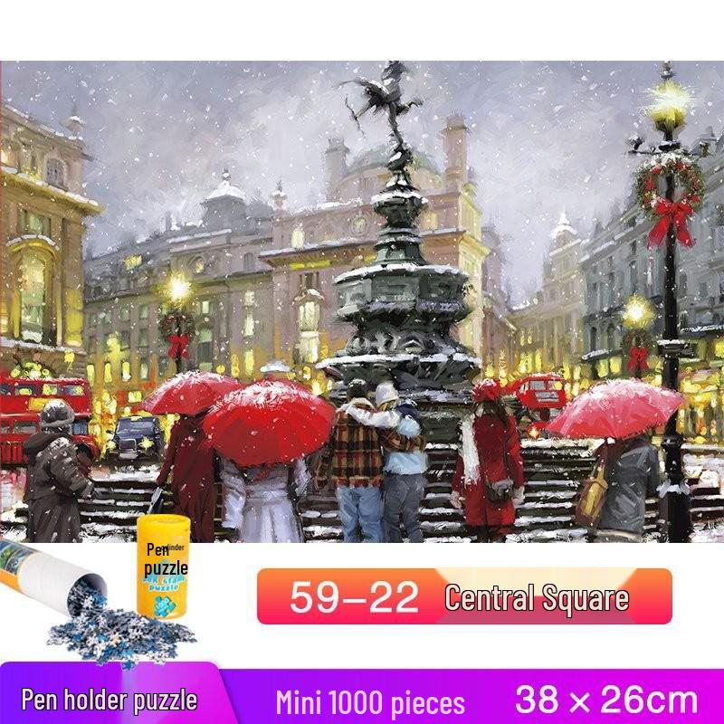Dospělý držák na tužky 1000dílné mini krajinné puzzle hračka - Vzdělávací a zábavná