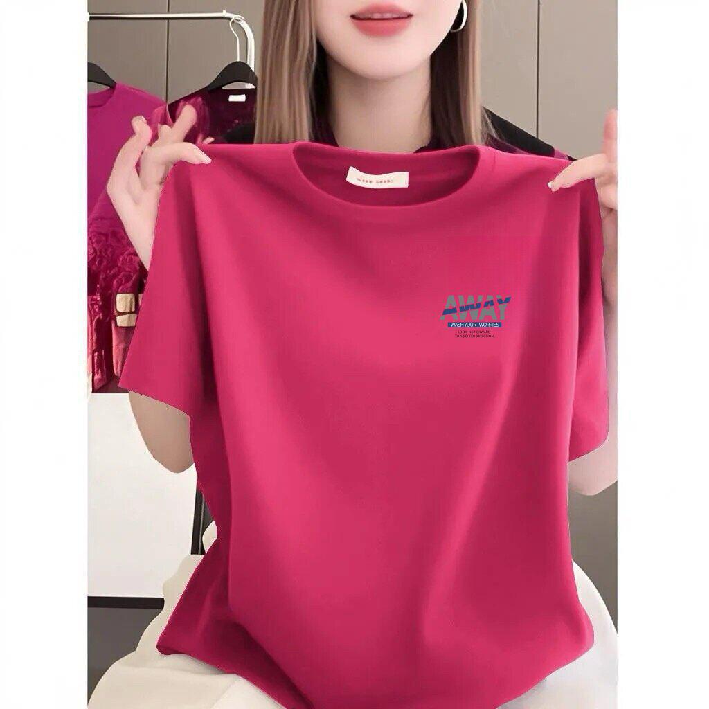 High-End Women's Loose Fit Letter Print Round Neck Short-Sleeve Solid T-Shirt