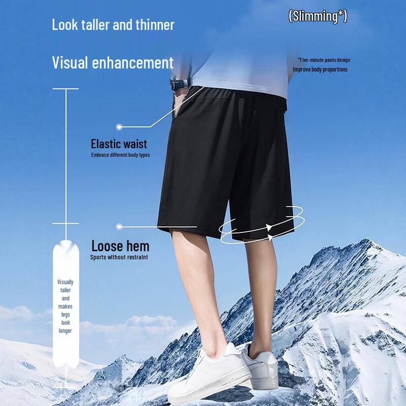 Men's Ice Silk Quick-Dry 5-Point Sport Shorts
