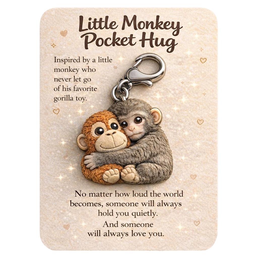 Chaveiro Macaco Pequeno Cartão Abraço de Amor