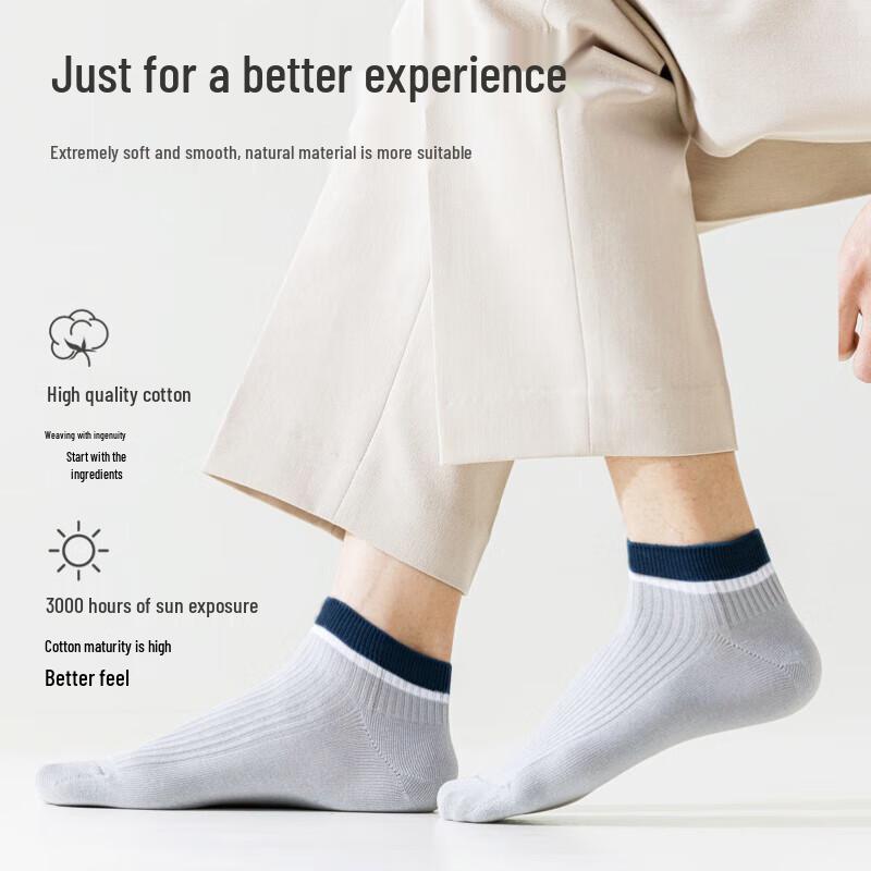 Langsha Men's Summer Pure Cotton No-Show Socks