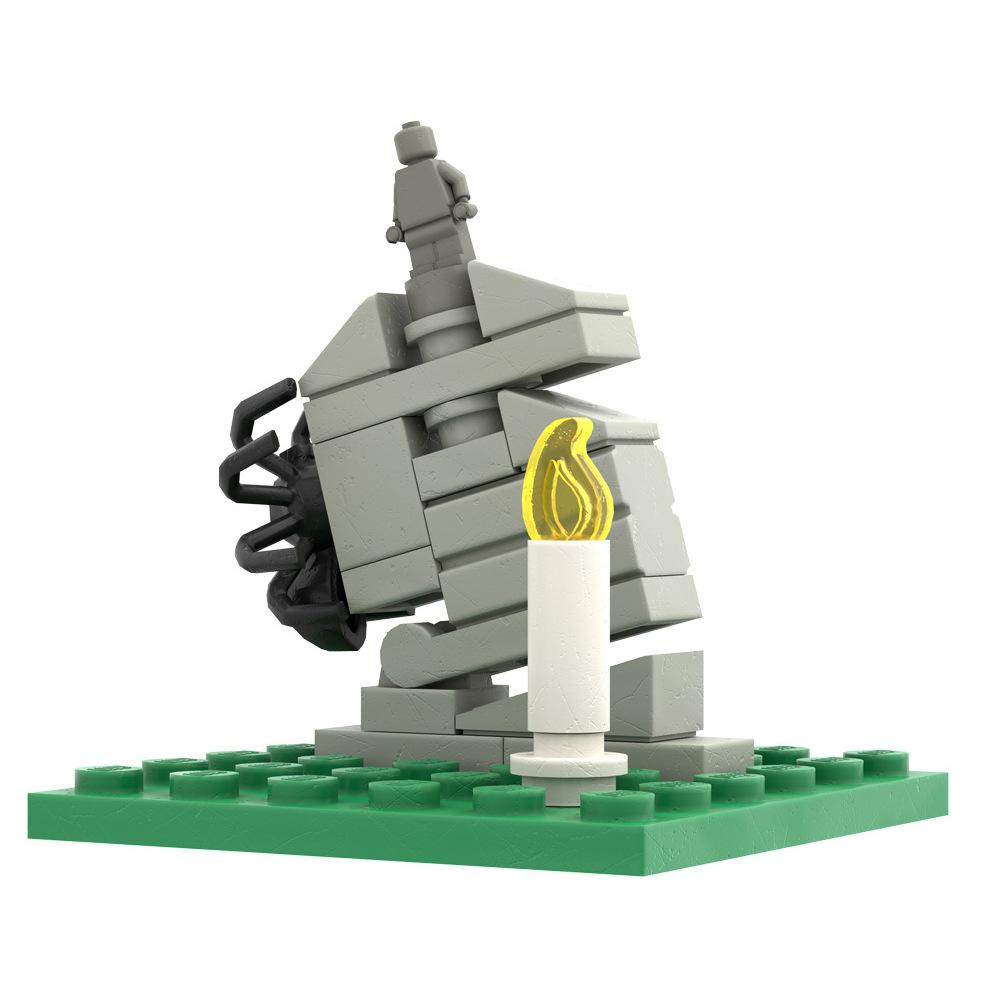 Small Particles Halloween Cemetery Pumpkin Splicing Assembly Fence Haunted House Scene Building Block Diy