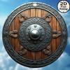 Round Metal Poster, Retro Embossed Viking Shields, Home & Garage Decor