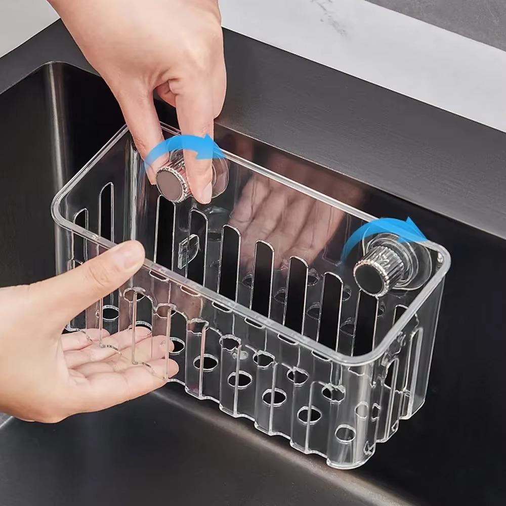 Multi Functional Bathroom Suction Cup Corner Shelf Rotating Sponge Holder  Kitchen Supplies
