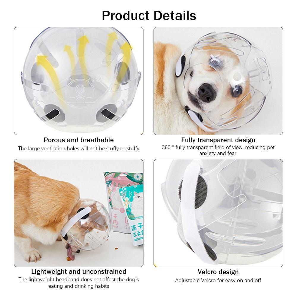 Transparent Dog Stop Barking Muzzle Stop Barking Anti-Bite Cat Dog Space Hood Breathable Pet Grooming Accessories