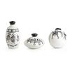 Warli Handpainted' Terracotta Pots For Home Décor Mini Vases for Home Decoration (Set of 3, White, 5-9 Cm)