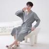 Men's 100% Cotton Long Sleeve Bathrobe - Korean Style, Loose Fit, High-End Hotel-Inspired Pajamas