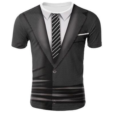 Summer Trend Fake Two Piece Men's T-Shirt 3D Digital Printing Short Sleeve Tops