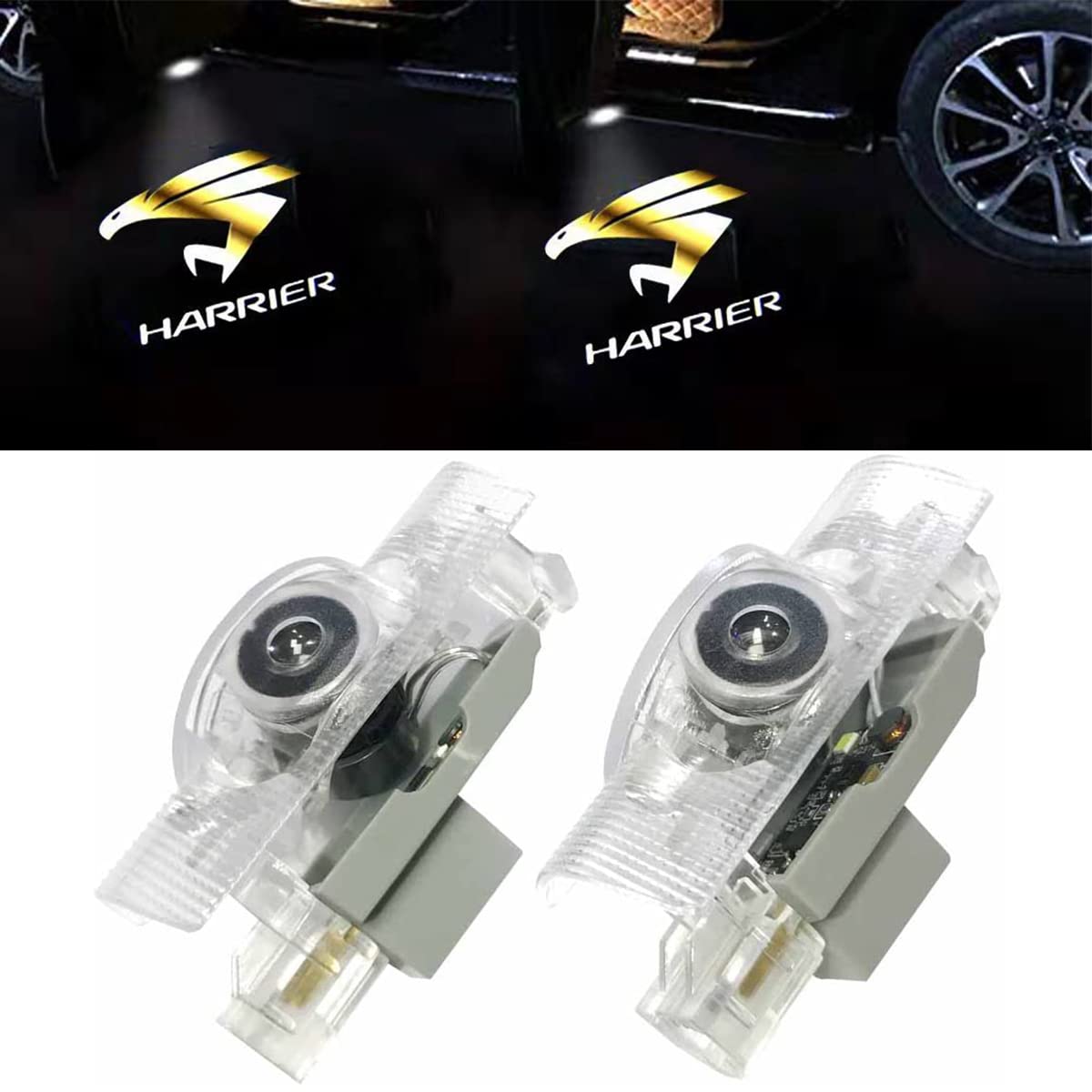 

XZFLQ Harrier Автомобильная подсветка двери с логотипом, комплект из 2 шт. с инструментами, приветственный свет, подсветка салона, светодиодная проекция логотипа, 30-я серия, 60-я серия, Toyota Harrier