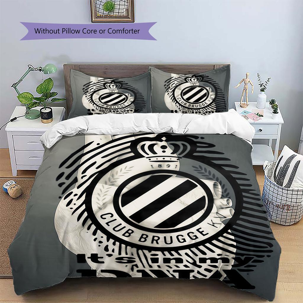 Club Brugge KV Pattern Bedding,Quilt Set Quilt Cover Pillowcase Home Birthday Gift(1 * Duvet Cover + 2 * Pillowcase, Without Core)