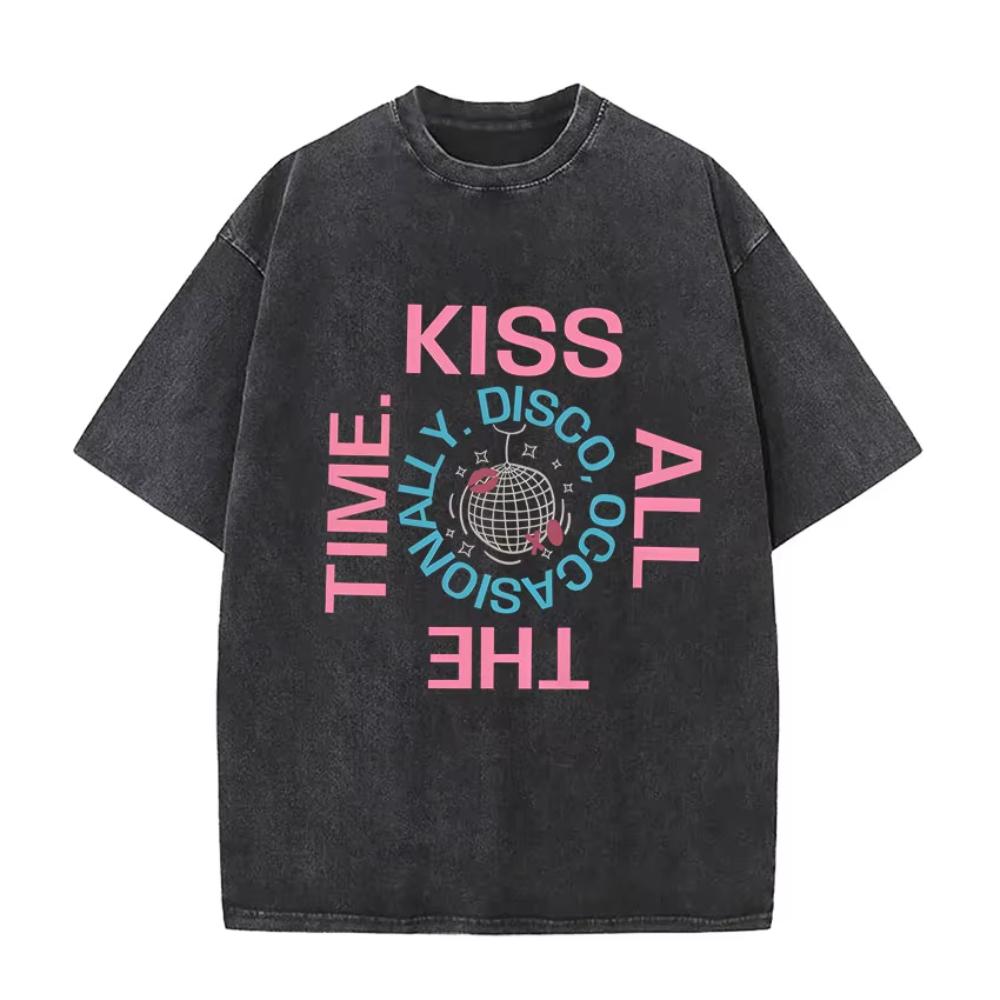 Vintage Washed Harry Styles Graphic T-shirt Men's Pop Album Hip Hop Short Sleeve T-shirts Casual 100% Cotton T Shirts Streetwear