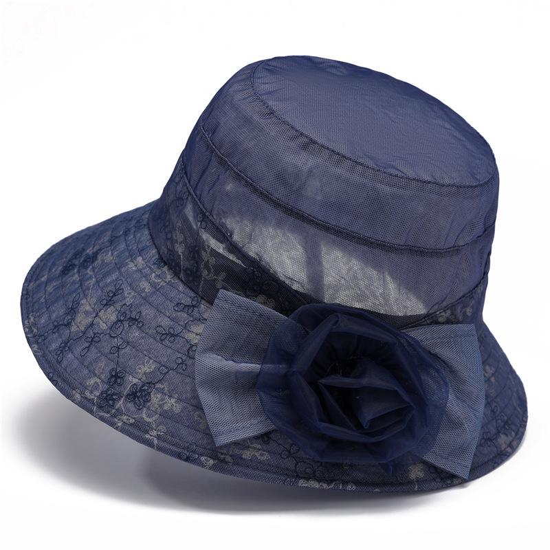 

Двусторонняя панама с широкими полями, модные летние шляпы от солнца с цветочным принтом, дышащие дорожные пляжные шляпы для женщин, повседневное использование на открытом воздухе M（56-58cm） тёмно-синий