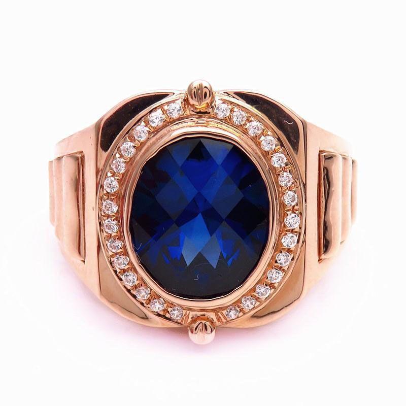 Фиолетовое Золото Высококлассное Живое Кольцо Покрытие Розовым Золотом Модное Роскошное Алмазное Синекаменное Кольцо