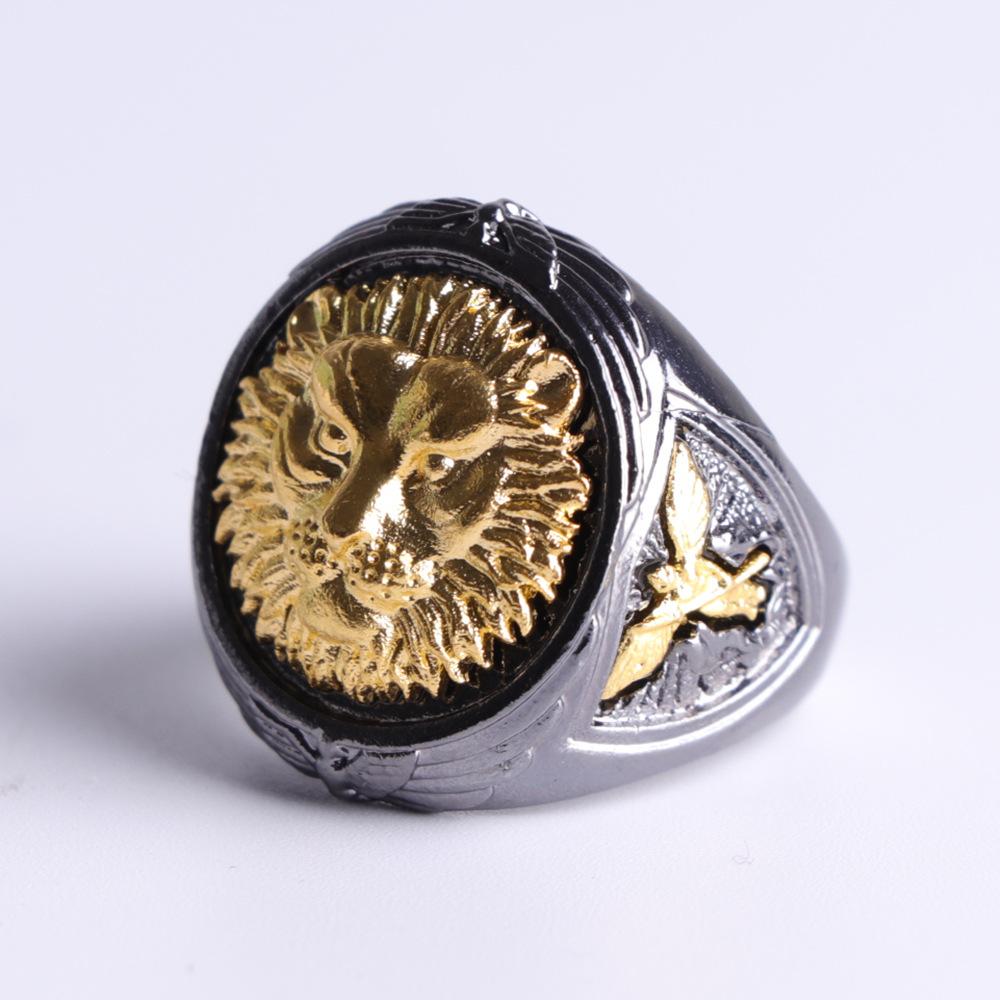Two-color Ring, Domineering and Creative Lion Head, Bright Black Hand Jewelry