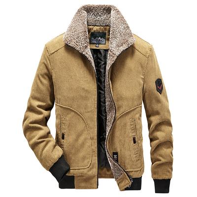 Winter Cord Baumwollmantel Herrenjacke Neue lässige verdickte Herrenjacke mittleren Alters plus Samt Baumwollmantel