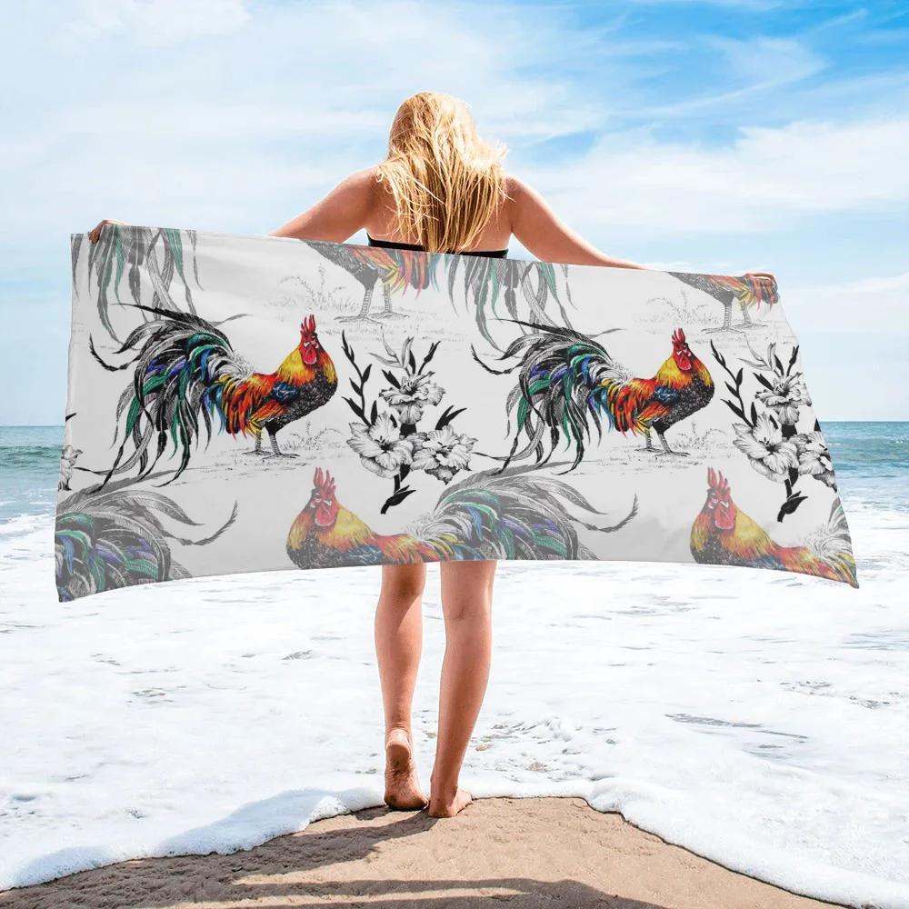Boerderij Kip Strandlaken Microvezel Sneldrogend Badlakens voor Zwemmer Absorberend Badkamerhanddoek voor Hotel Sportschool Spa Yoga Sport W40*H60(CM)