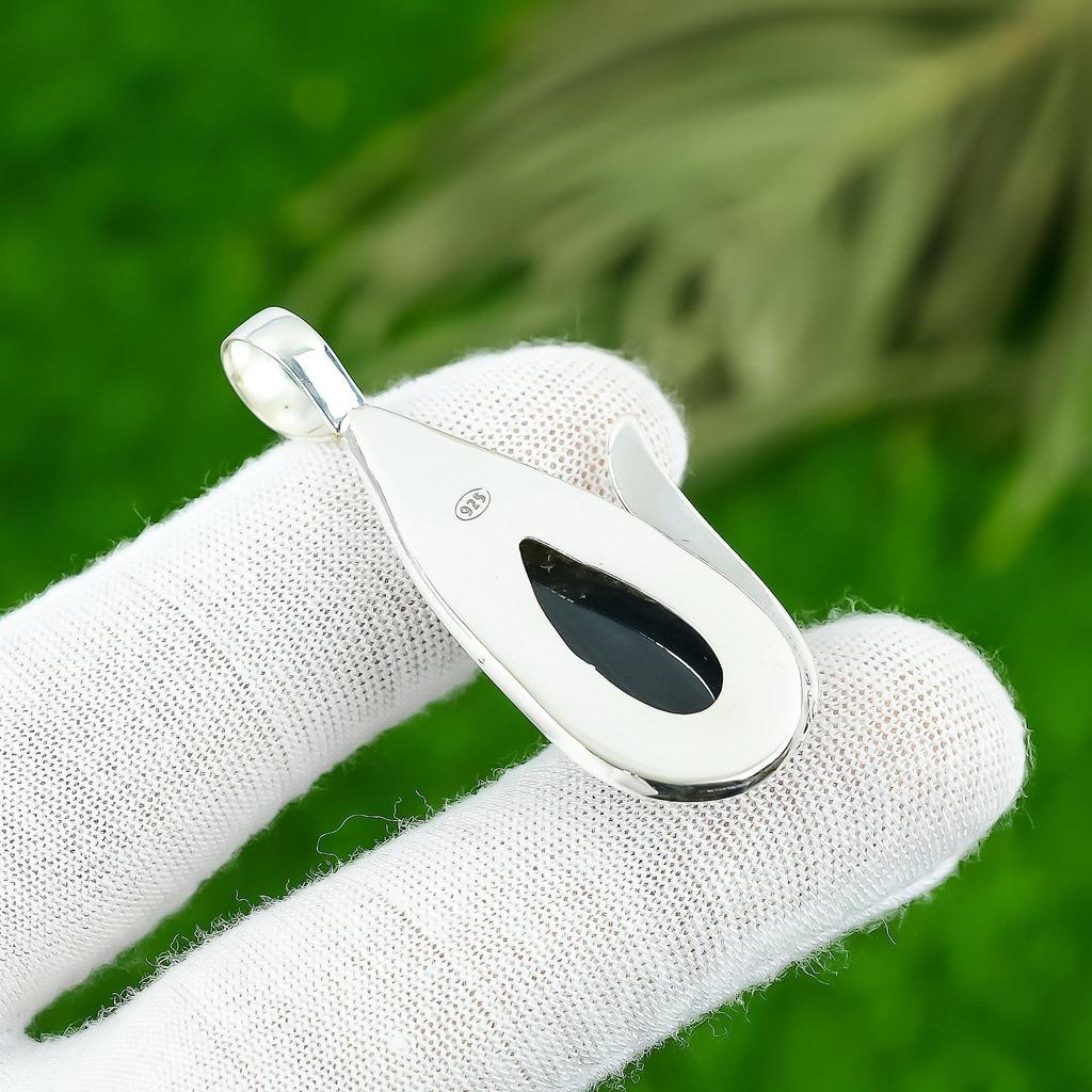 925 Silver Pear Nellite Gemstone Wife Anniversary Wedding Handcrafted Pendant