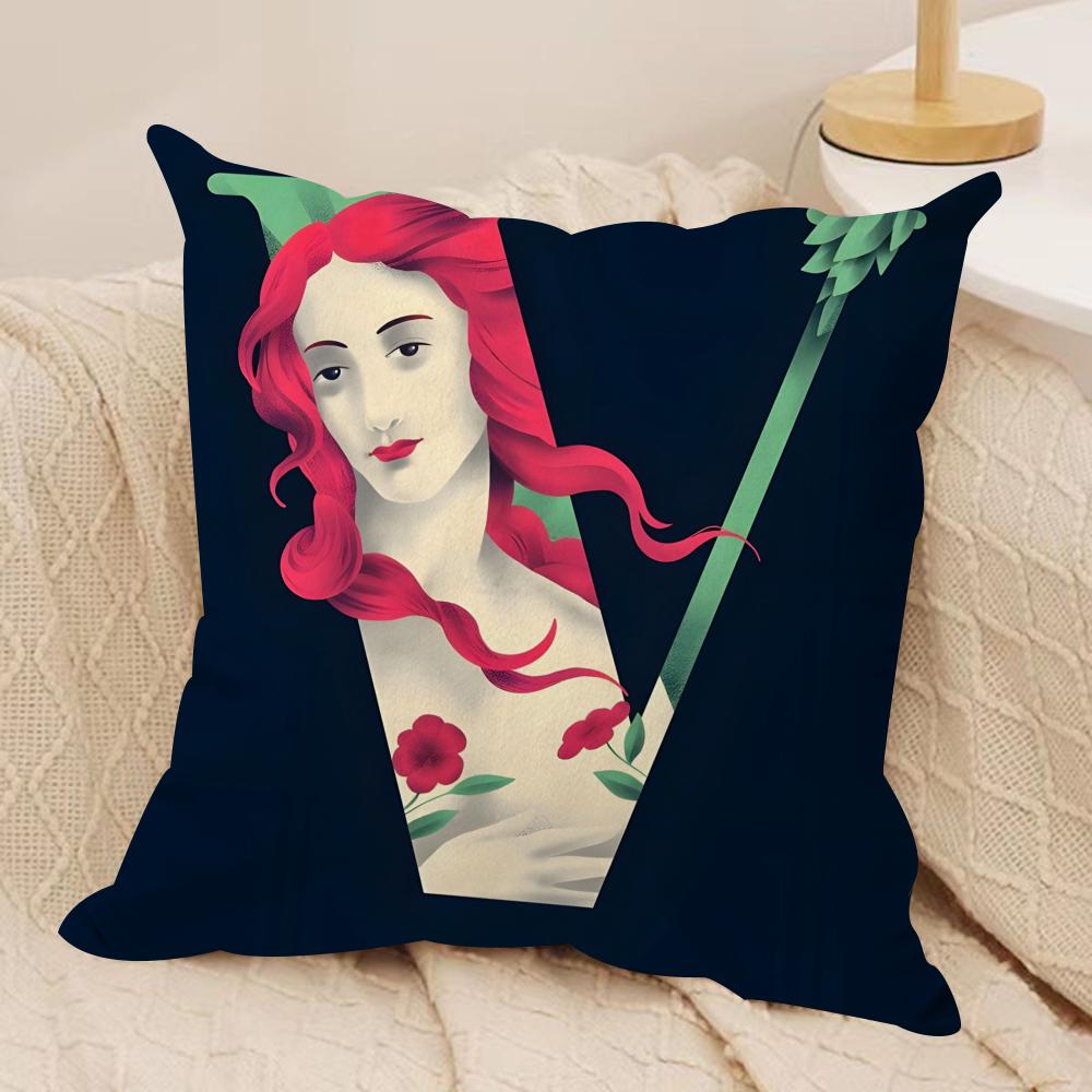 Interesting Letters Cushion Cover Soft Plush Fabric DoubleSided Printed Sofa Cushion Cover for All Seasons Home Decor Gift