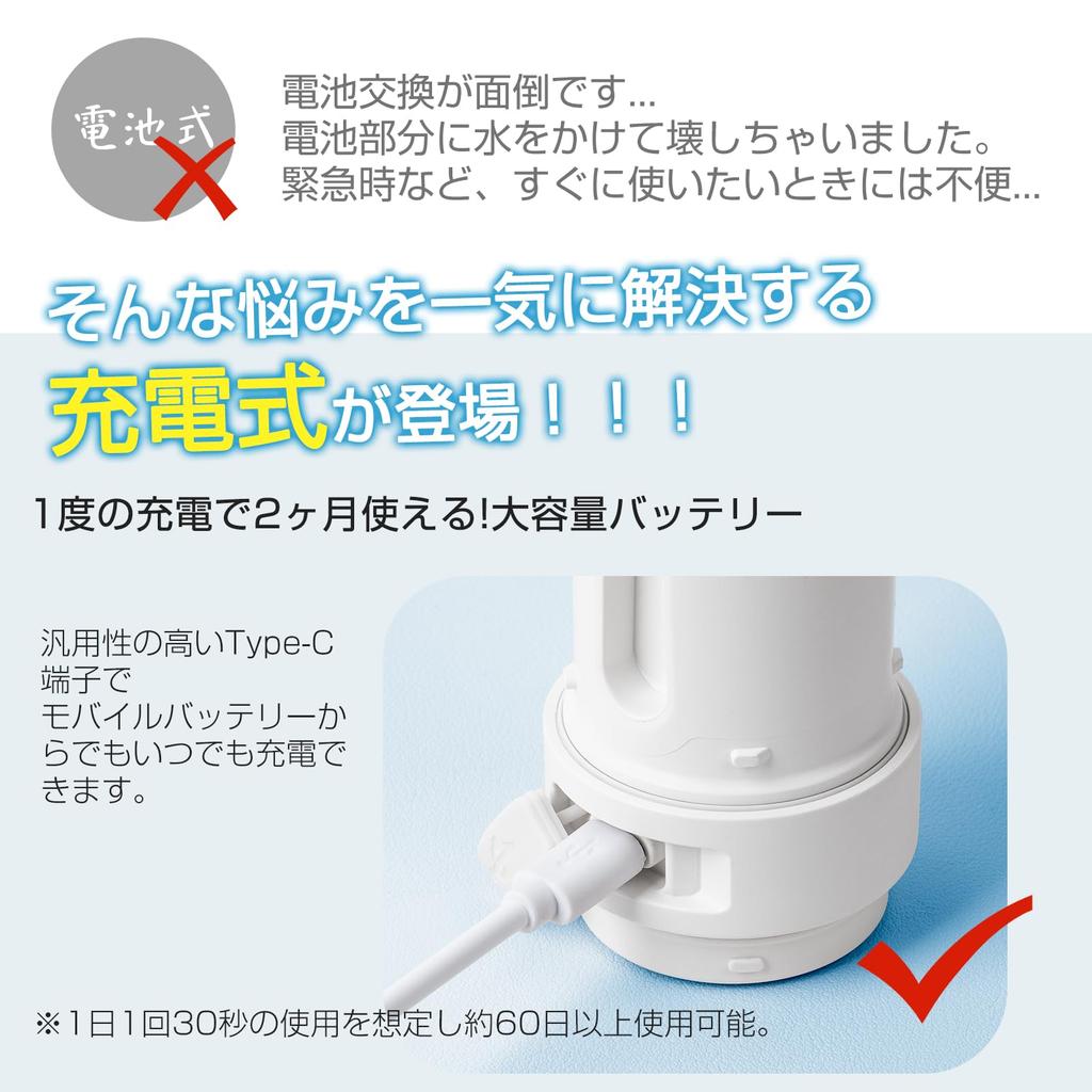 Umimile Electric Rechargeable Toilet Cleaning Travel Accessory Toilet 2 Spare and 1 USB Case Shower, Portable, White, (Includes Bag, Nozzles, Cable)