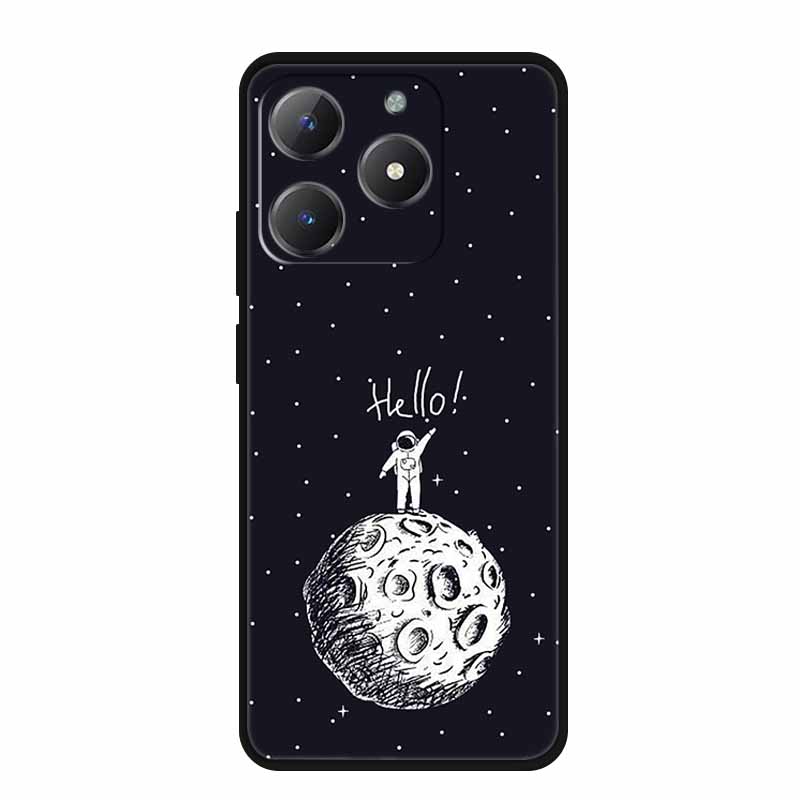 For Realme Narzo N61 Phone Case N 61 Coque Flowers Black Silicone Soft Back Cover For Realme Note 60 Case Note60 Funda Bags Capa