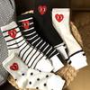 Cainlee Heart Striped Dotted Goalie Mid-Calf Socks