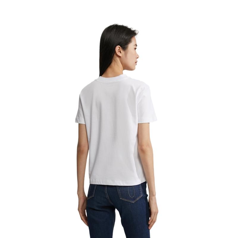 Calvin Klein Cotton Slim Fit Embroidered Crew Neck T-Shirt Women Tops White 40WH105-YAA