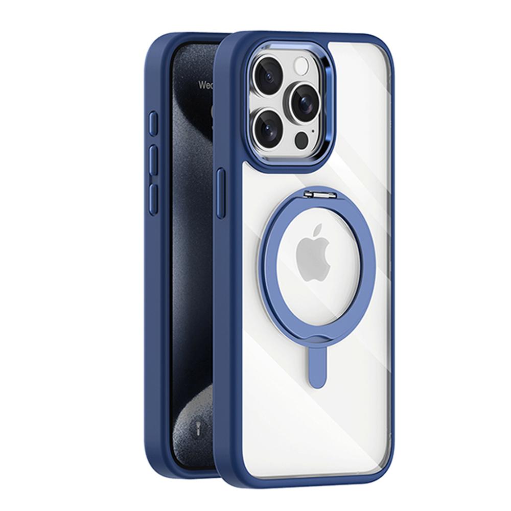 Transparent For Magsafe Wireless Charge Ring Holder Phone Case For iPhone 15 14 Plus 13 12 Pro Max Clear Metal Kickstand Cover