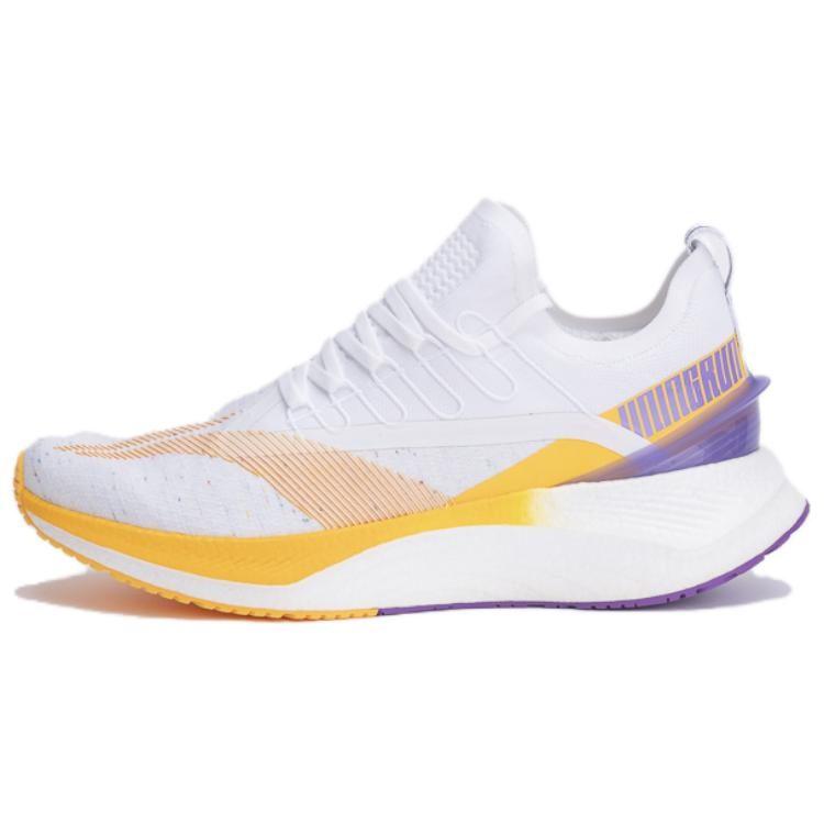 Li Ning YueYing Element Minimalist Fashion Fabric Cushioning Breathable Low top Running Shoes Men's White Orange ARHS005-4