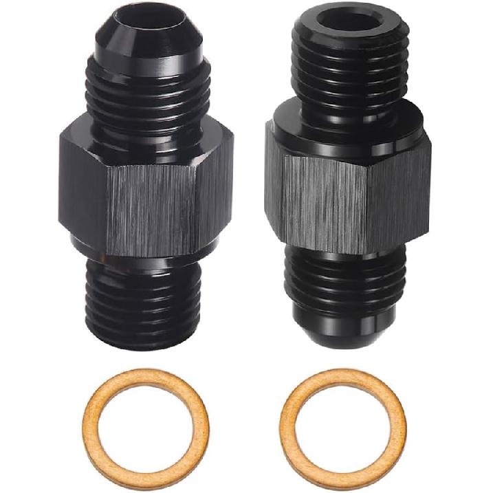 8AN Male Flare to 1/4" NPSM Transmission Cooler Adapter Fitting Aluminum Black,8AN Fittings,Fits TH350 TH400 4L60E 700R4 200-4R TR6060 AOD 4R100