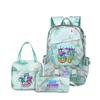 Kids Cartoon Print School Backpack Set Grades 3-4 Waterproof Oxford Fabric Ergonomic Shoulder Straps 3-Piece Travel Lunch