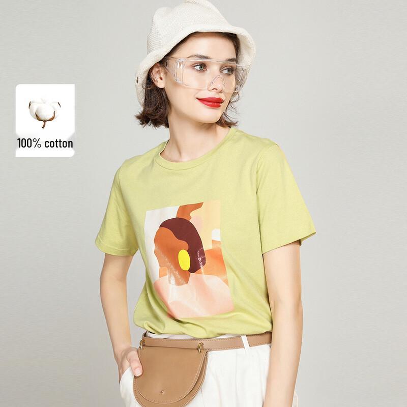 Bailuyu Women s Cartoon Print Cotton T-Shirt L