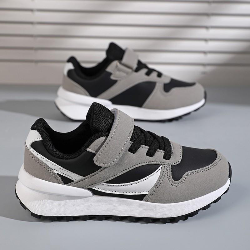 Kids Casual Sneakers Boys Girls Lightweight Breathable Synthetic Leather Velcro Daily Wear
