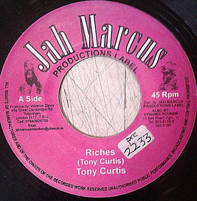 7inch Record TONY CURTIS - Riches NONE Jah Marcus Reco Jamaica Reggae, Ska & Dub Used
